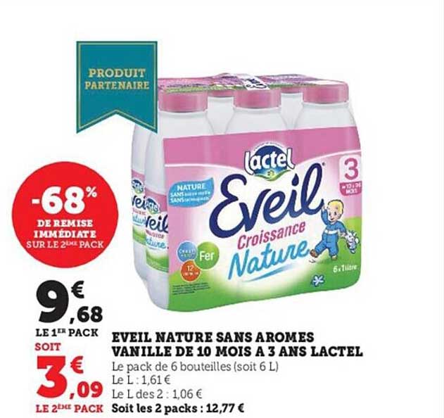 éveil nature sans aromes vanille de 10 mois à 3 ans lactel