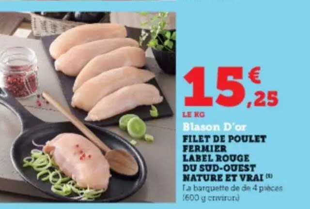 filet de poulet label rouge du sud-ouest nature et vrai blason d'or
