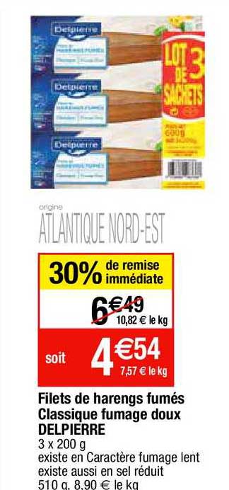 filets de harengs fumés classique fumage doux delpierre