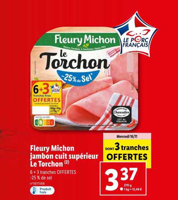 Fleury Michon Jambon Cuit Supérieur Le Torchon