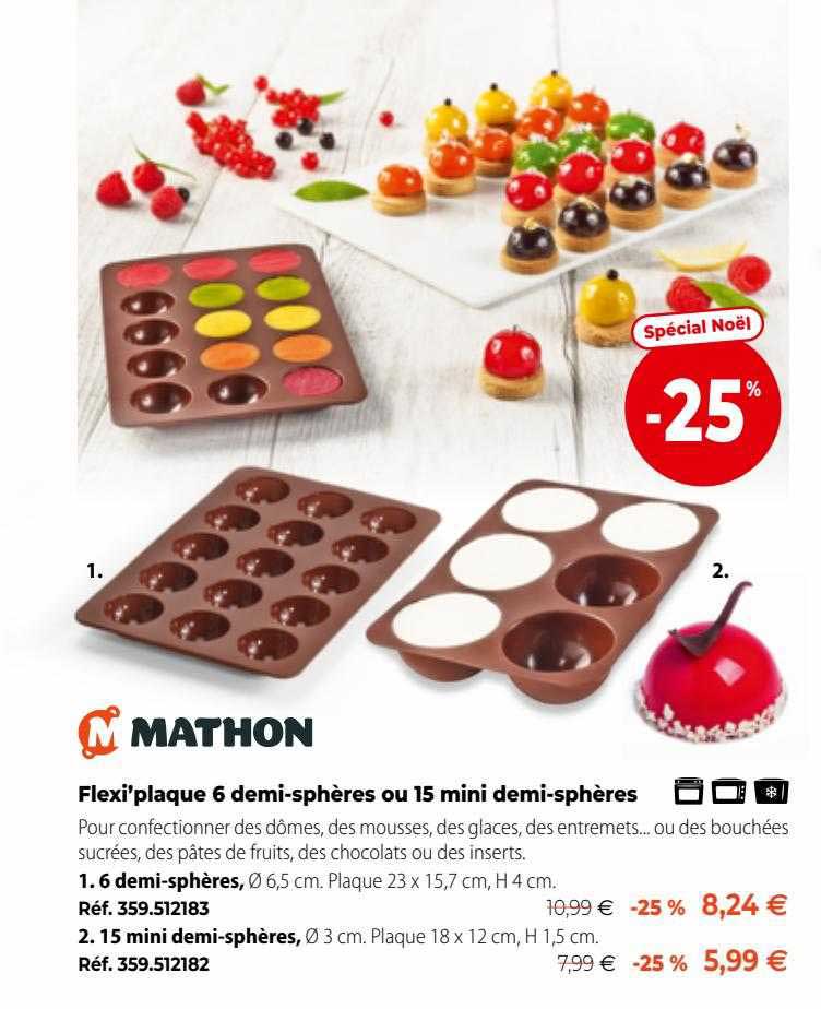 flexi'plaque 6 demi-sphères ou 15 mini demi-sphères mathon
