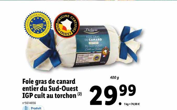 foie gras de canard entier du sud-ouest igp cuit au torchon