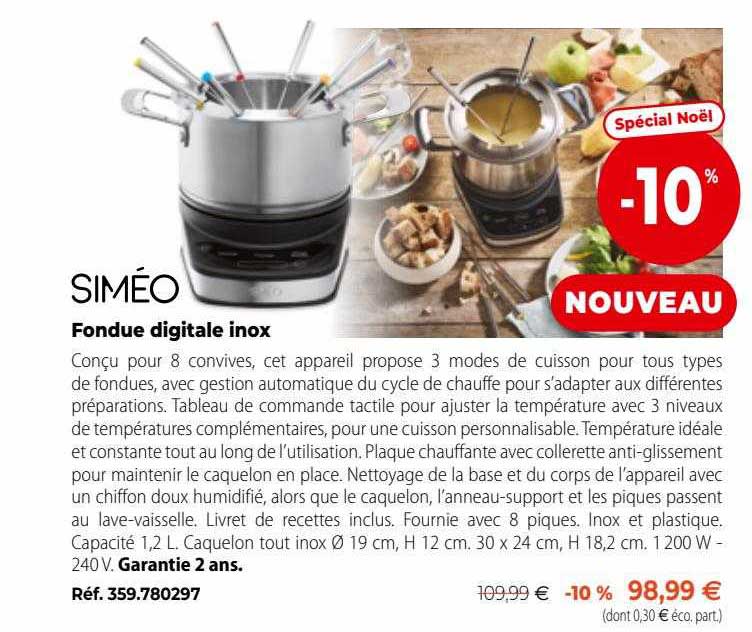 fondue digitale inox siméo