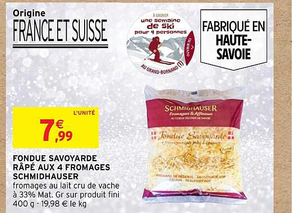 fondue savoyarde râpé aux 4 fromages schmidhauser