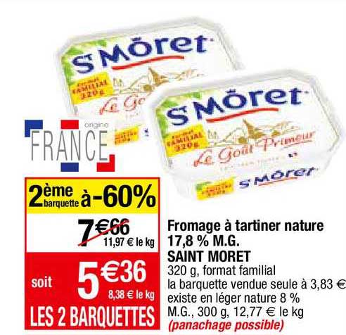 fromage à tartiner nature 17,8% m.g. saint môret