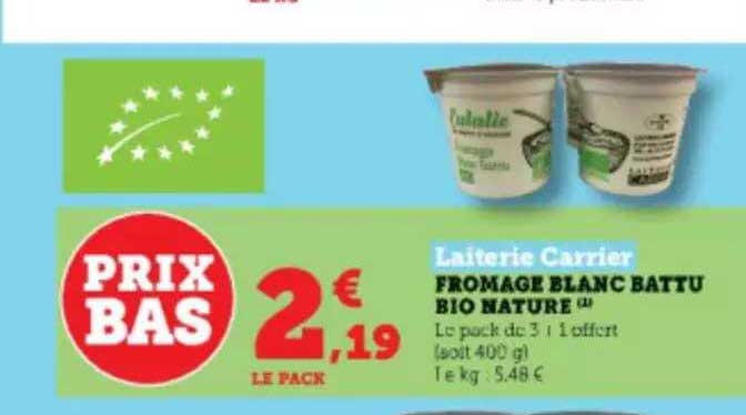 fromage blanc battu bio nature laiterie carrier