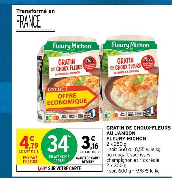 Gratin De Choux-fleurs Au Jambon Fleury Michon