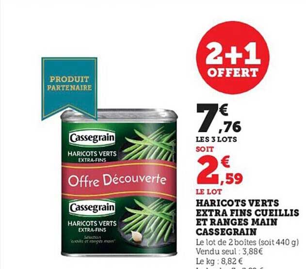 haricots verts extra fins cueillis et ranges main cassegrain
