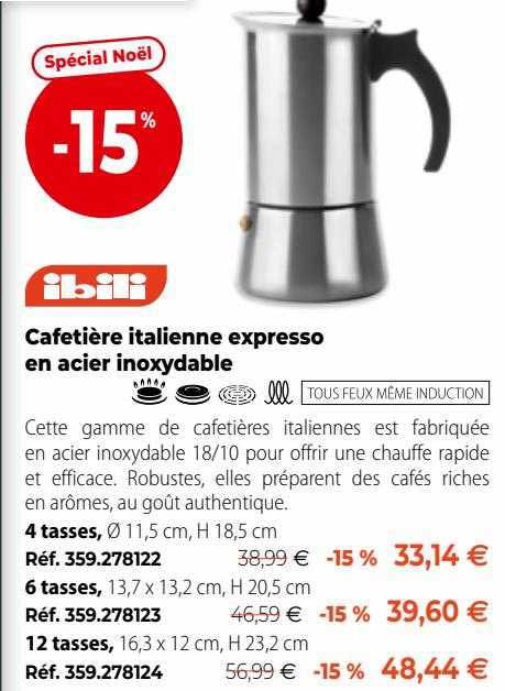 ibili cafetière italienne expresso en acier inoxydable