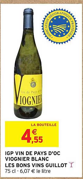 igp vin de pays d'oc viognier blanc les bons vins guillot