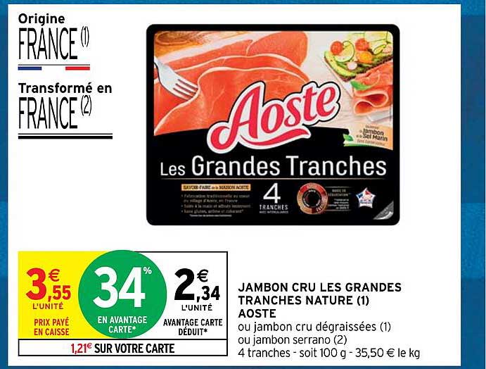 jambon cru les grandes tranches nature aoste
