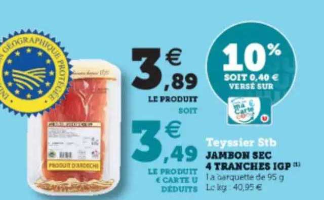 jambon sec 4 tranches igp teyssier stb