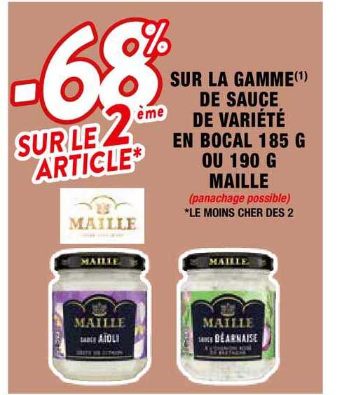 la gamme de sauce de variété en bocal 185 g ou 190 g maille