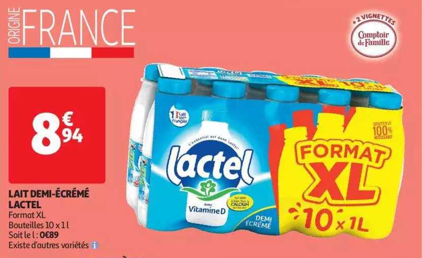 Lait Demi-écrémé Lactel