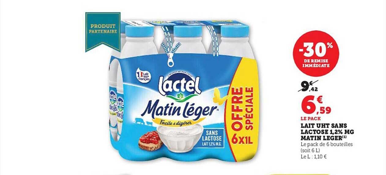 lait uht sans lactose 1,2% mg matin léger