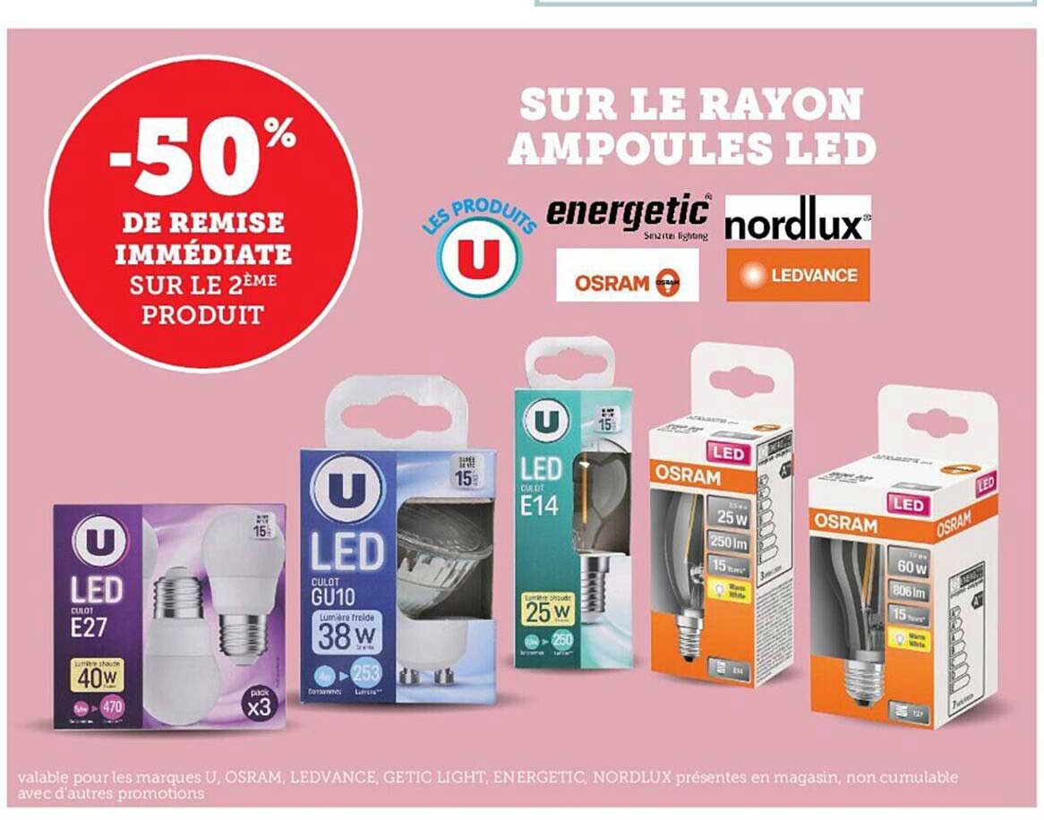 le rayon ampoules led u, energetic, osram, nordlux, ledvance