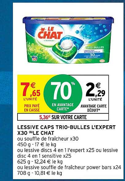 lessive caps trio-bulles l'expert x30 le chat