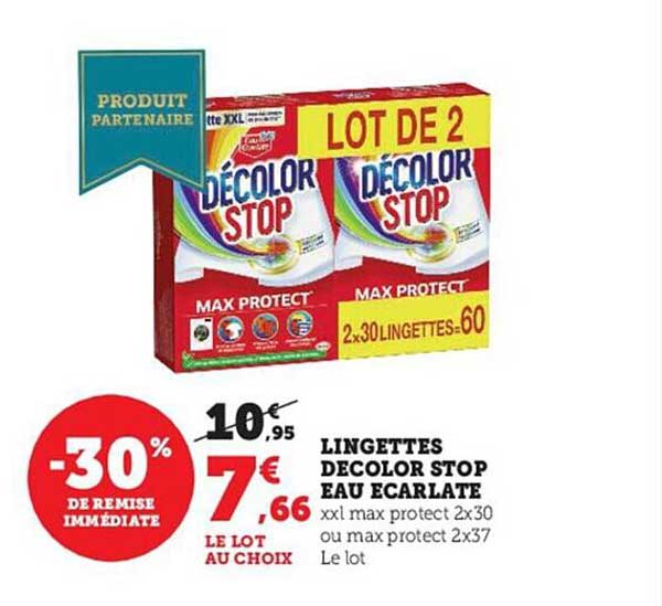 lingettes décolor stop eau écarlate