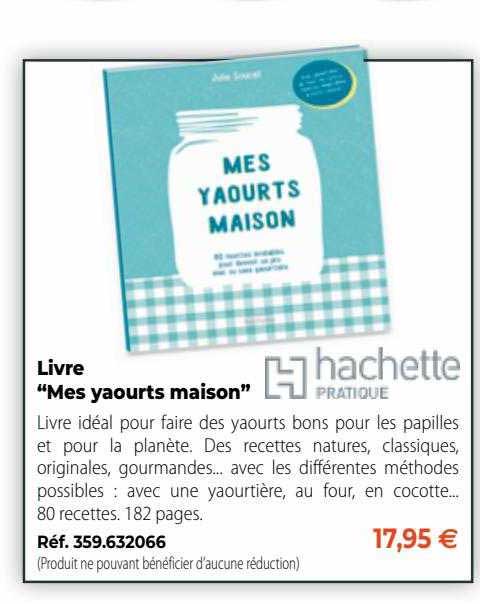 livre "mes yaourts maison" hachette pratique