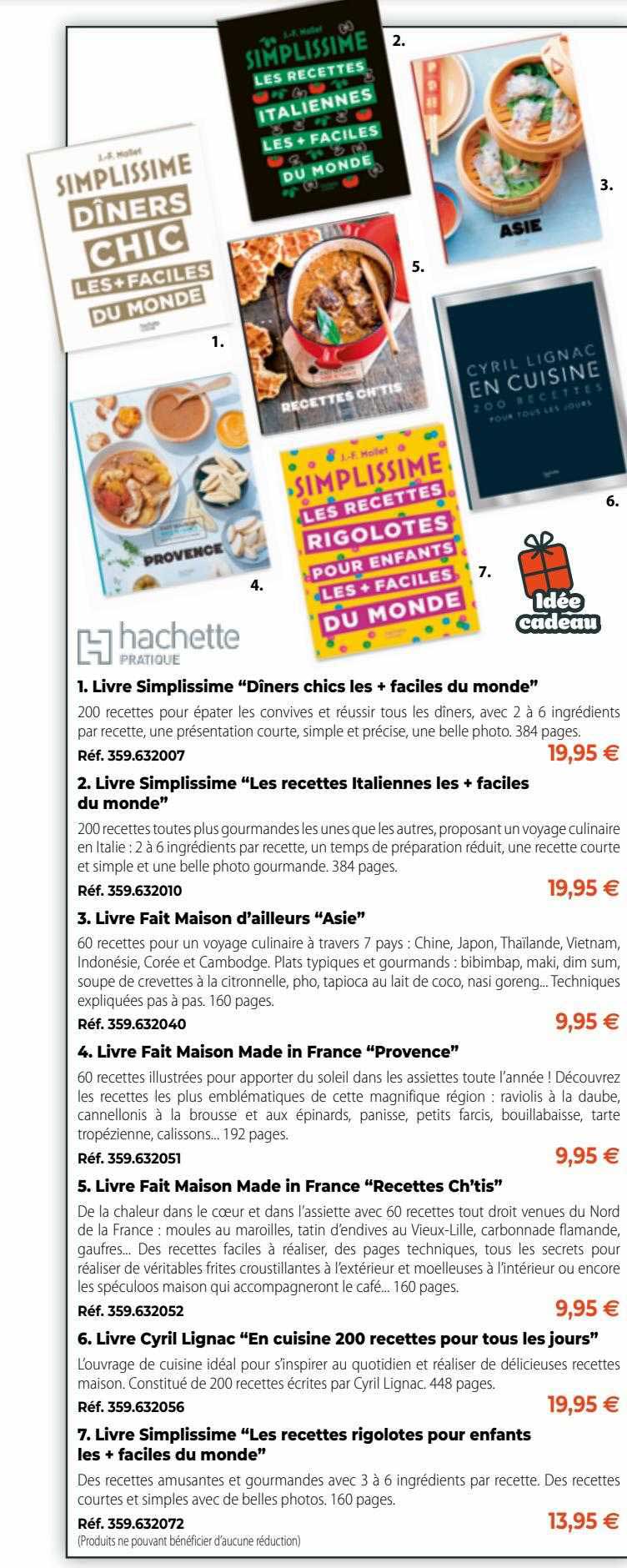 livre simplissime "dîners chics les + faciles du monde", livre simplissime "les recettes italiennes les + faciles du monde", livre fait maison d'ailleurs "asie", livre fait maison made in france