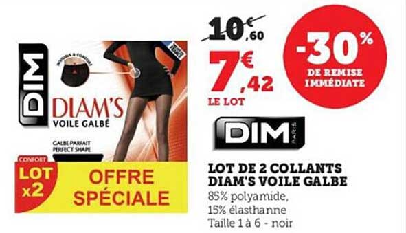 lot de 2 collants diam's voile galbe dim paris