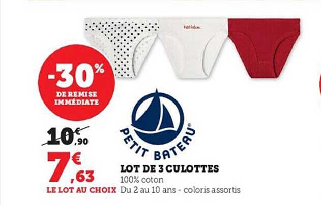 lot de 3 culottes petit bateau