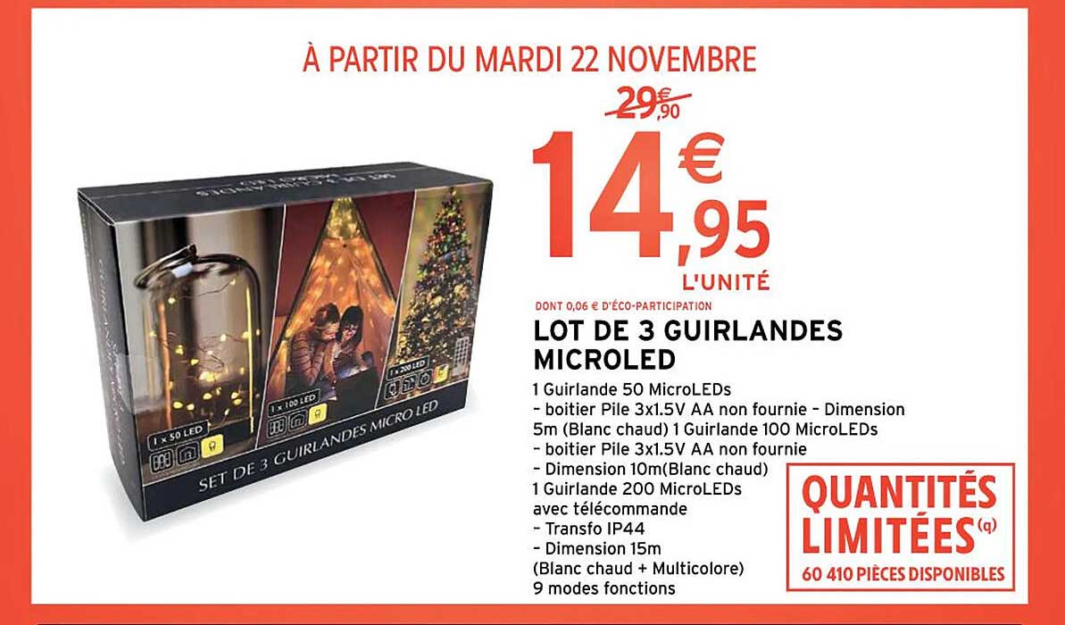 lot de 3 guirlandes microled