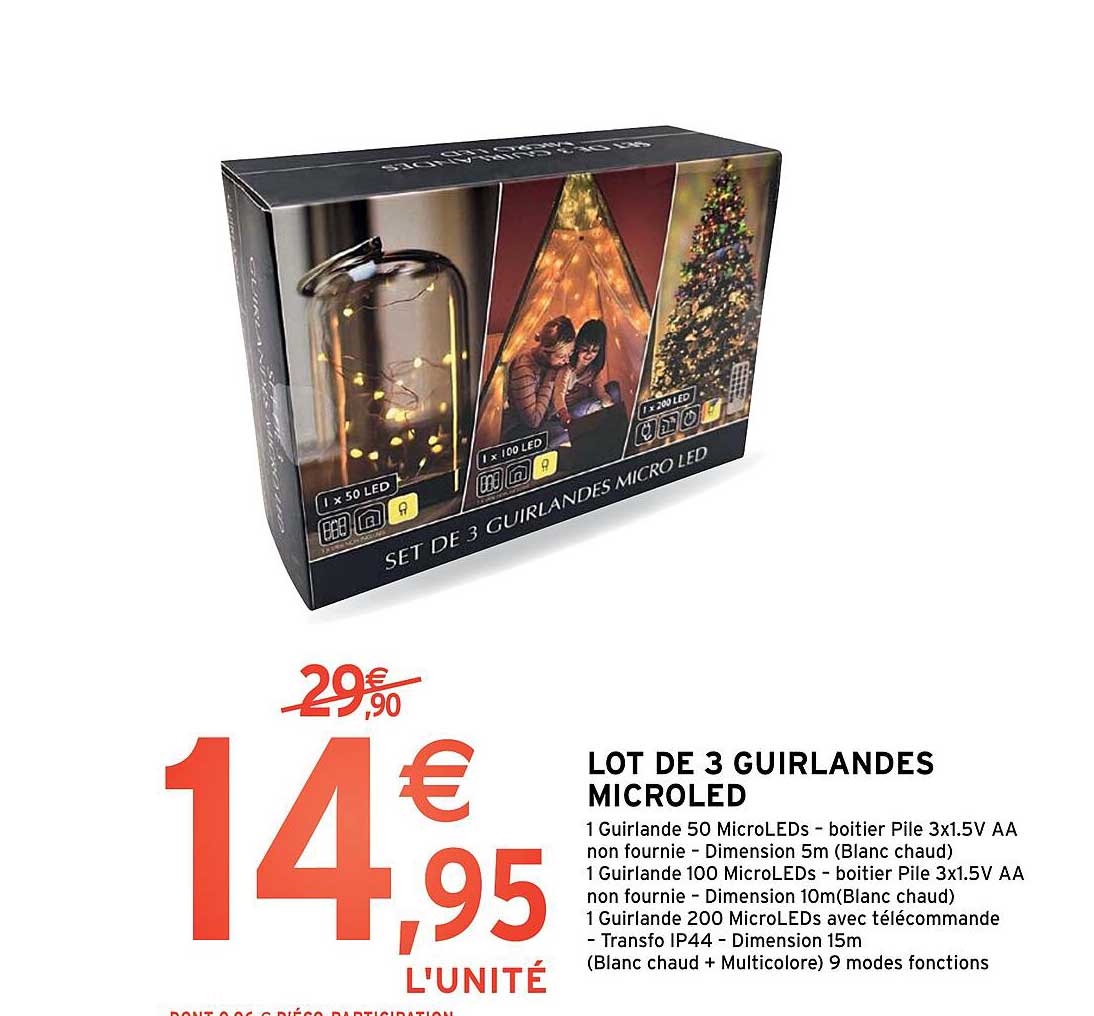 lot de 3 guirlandes microled