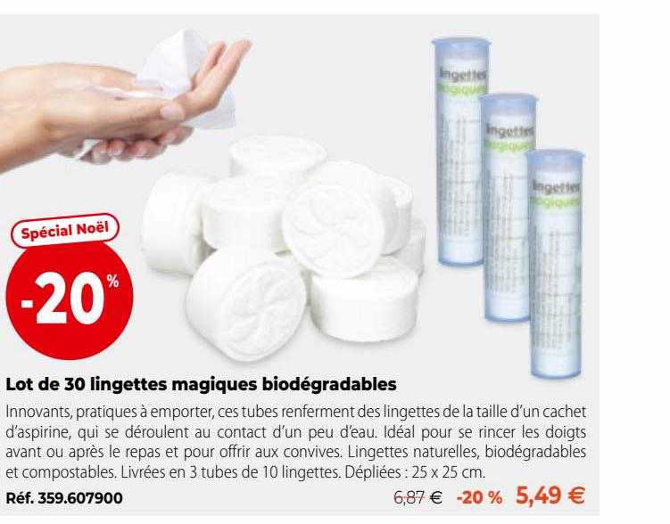 lot de 30 lingettes magiques biodégradables