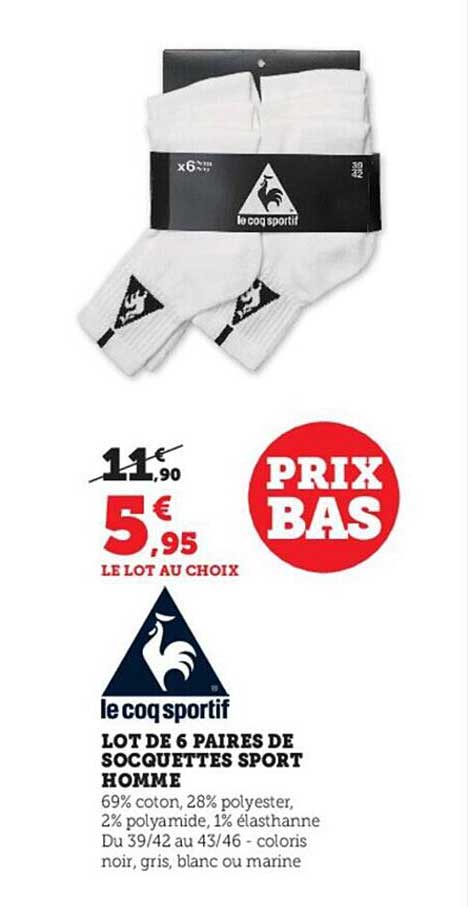 Lot De 4 Paires De Socquettes Sport Homme Le Coq Sportif