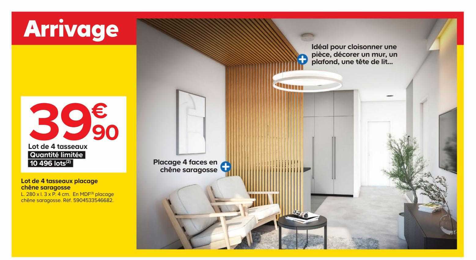 lot de 4 tasseaux placage chêne saragosse