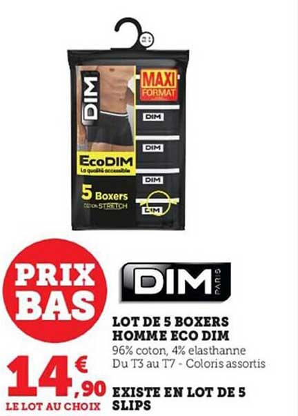 Lot De 5 Boxers Homme Eco Dim Existe En Lot De 5 Slips Dim Paris