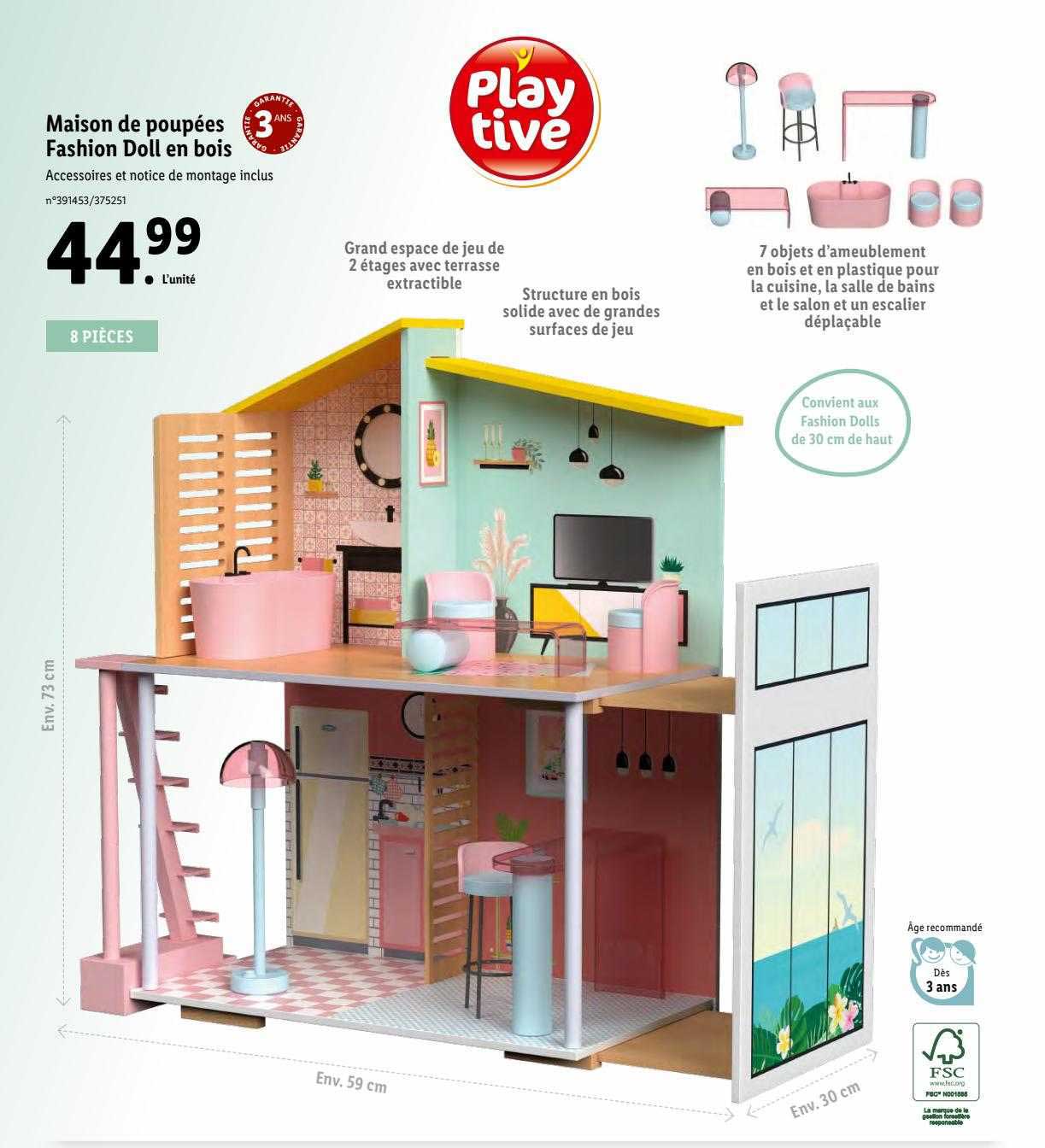 maison de poupées fashion dol en  bois playtive