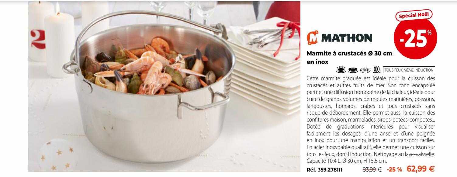 marmite à crustacés ø 30 cm en inox mathon