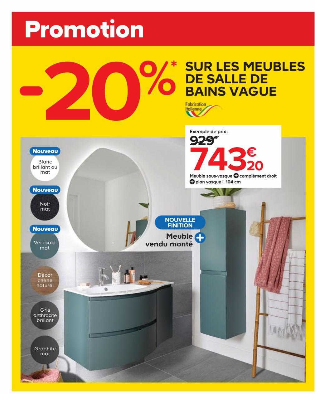 meuble sous-vasque + complément droit + plan vasque l.104 cm