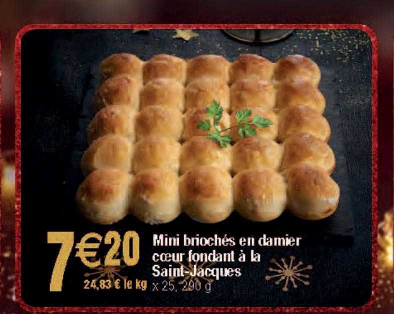 mini brioches en damier cœur fondant à la saint-jacques