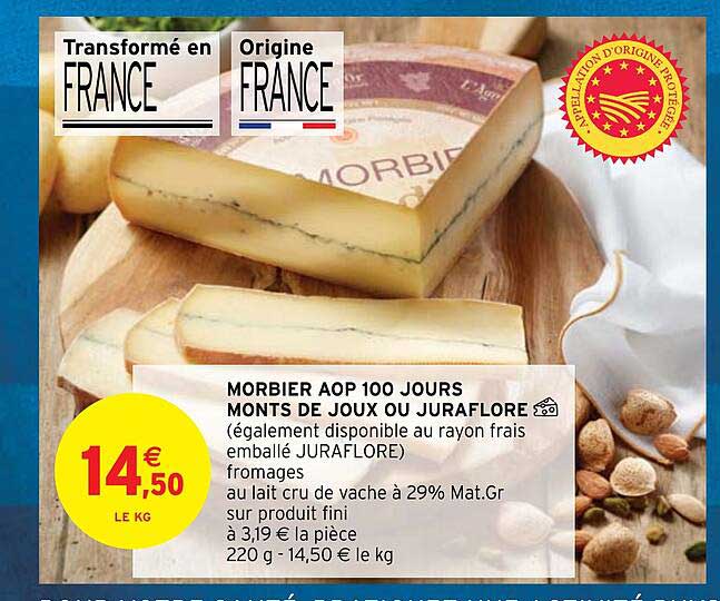 morbier aop 100 jours monts de joux ou juraflore