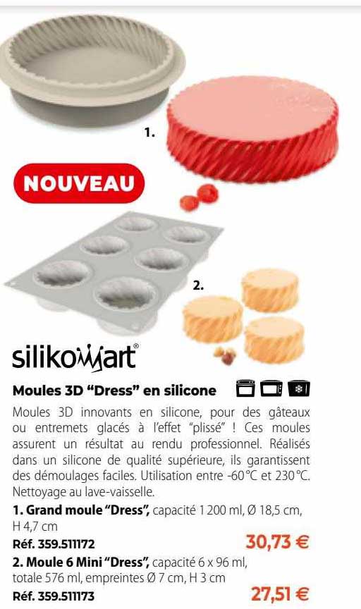 moules 3d "dress" en silicone silikowart