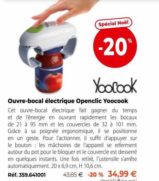 Ouvre-bocal électrique Openclic Yoocook