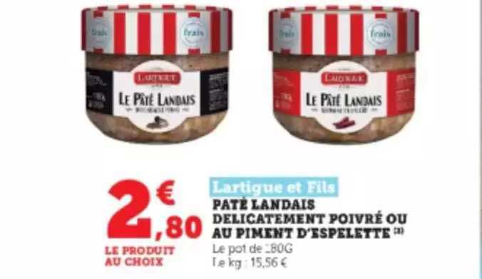 pâté landais délicatement poivré ou au piment d'espelette lartigue et fils