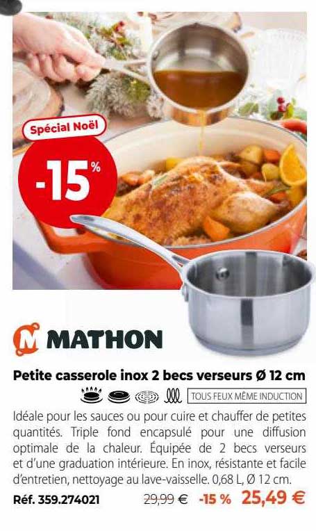Petite Casserole Inox 2 Becs Verseurs ø 12 Cm Mathon
