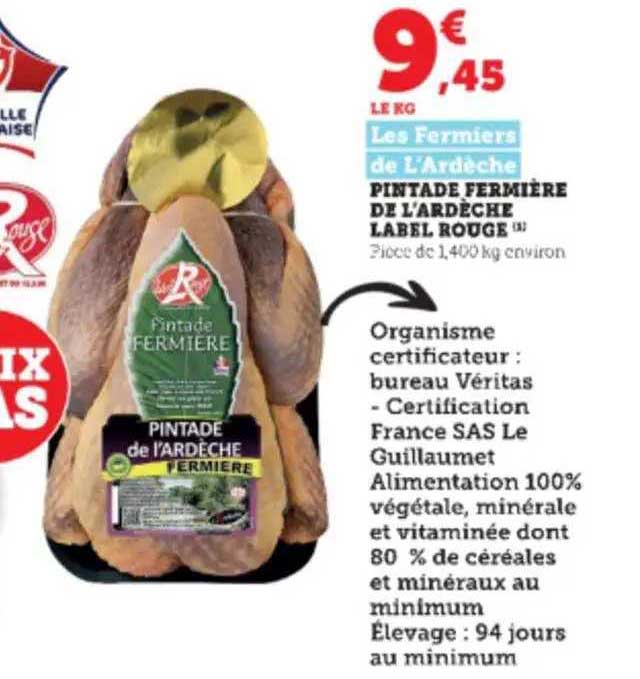 pintade fermière de l'ardèche label rouge les fermiers de l'ardèche