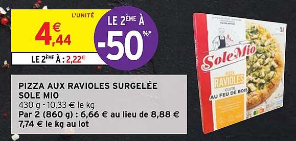 pizza aux ravioles surgelée sole mio