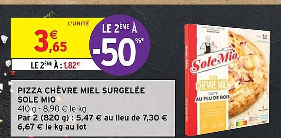 pizza chèvre miel surgelée sole mio