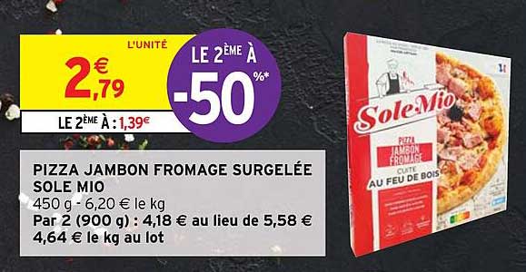 pizza jambon fromage surgelée sole mio