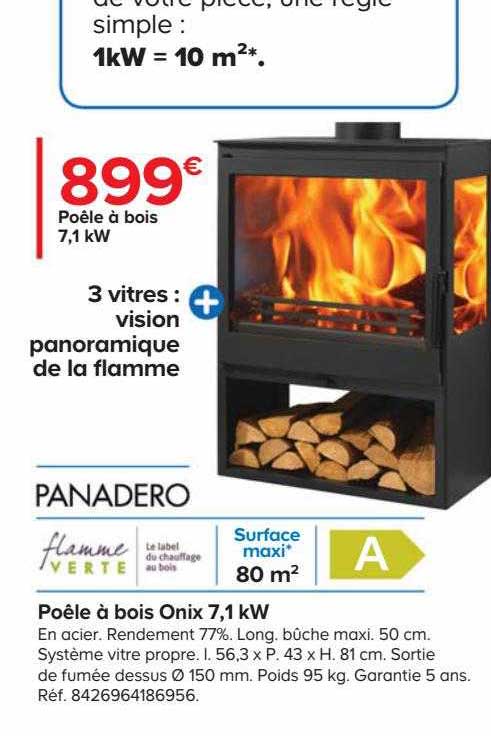 poêle à bois onix 7,1 kw panadero
