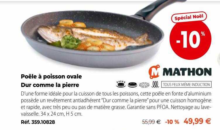 poêle à poisson ovale dur comme la pierre mathon