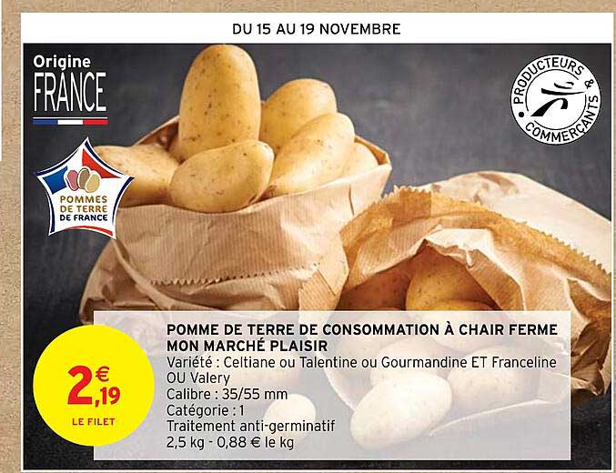 pomme de terre  de consommation à chair ferme mon marché plaisir