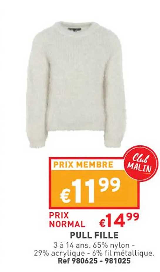 pull fille 3 à 14 ans