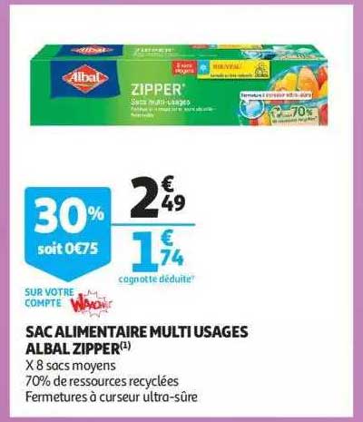 sac alimentaire multi usages albal zipper